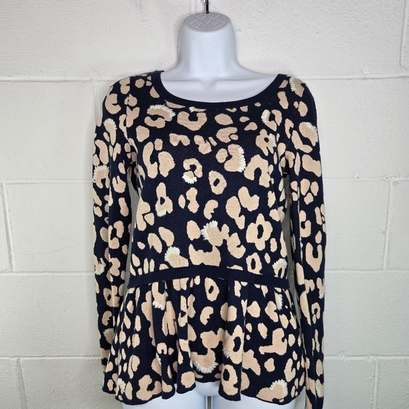 Anthropologie Moth animal print peplum ruffle waist sweater - Picture 13 of 13
